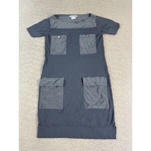 Lacoste Dress Womens 34 Gray Short Sleeve Silk Cotton Pockets Casual Workwear